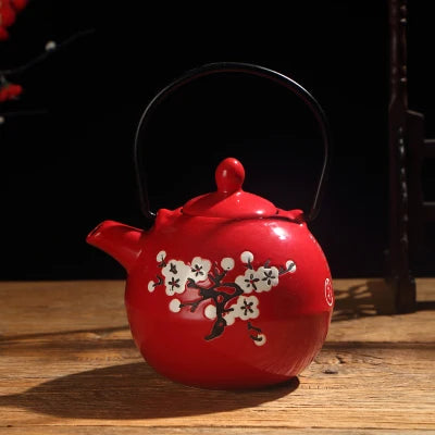 China Red Ceramic Tea Set Home Teapot 6 Teacups Kung Fu Black Tea Jin Jun Mei Teaware Creative Wedding New Wedding Gift Box