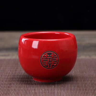 China Red Ceramic Tea Set Home Teapot 6 Teacups Kung Fu Black Tea Jin Jun Mei Teaware Creative Wedding New Wedding Gift Box