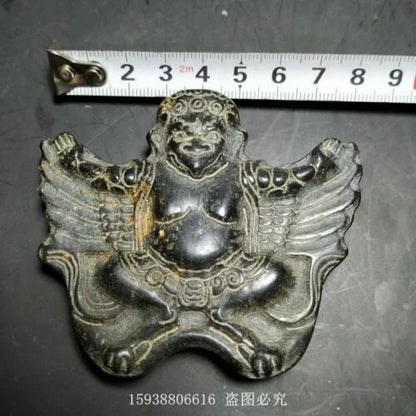 China Red mountain culture Iron meteorite carved Dharma protector Dapeng Pendant