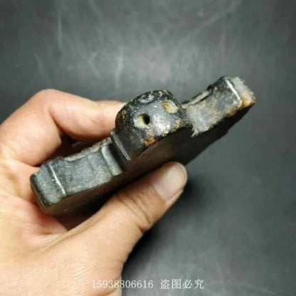 China Red mountain culture Iron meteorite carved Dharma protector Dapeng Pendant