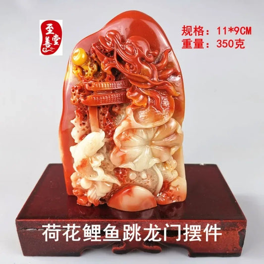 China Shoushan Stone Hand Carved Myth People Eight Immortals Crossing The Sea Feng Shui Statue Ornamental Stone Porch Decoration