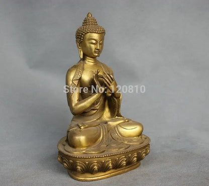 China Tibet Shakyamuni Buddha Bronze Brass Statue Figurine