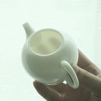 China White Porcelain Mini Filter Teapot Handmade Ceramic Kung Fu Black Tea Da Hong Pao Household Tea Maker Travel Free Shipping