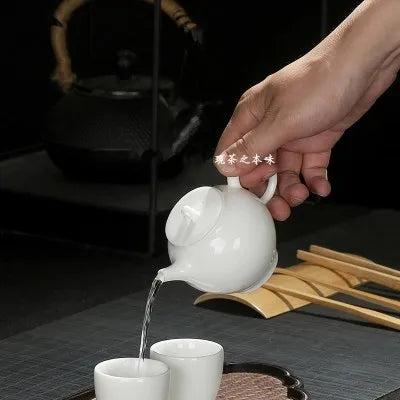 China White Porcelain Mini Filter Teapot Handmade Ceramic Kung Fu Black Tea Da Hong Pao Household Tea Maker Travel Free Shipping