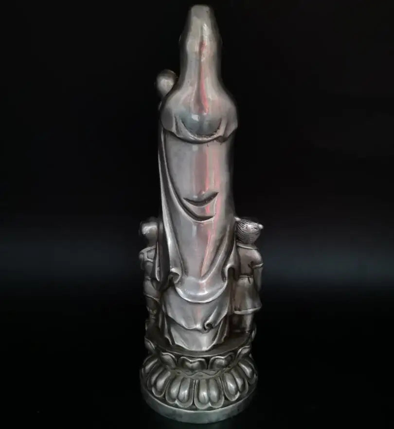 China White copper Boy Guanyin Buddha crafts statue