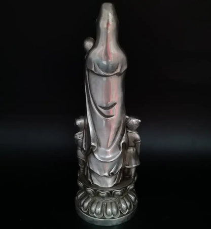 China White copper Boy Guanyin Buddha crafts statue
