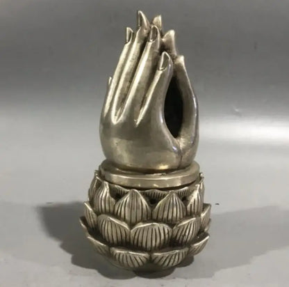 China White copper Buddha hand Incense burner crafts statue