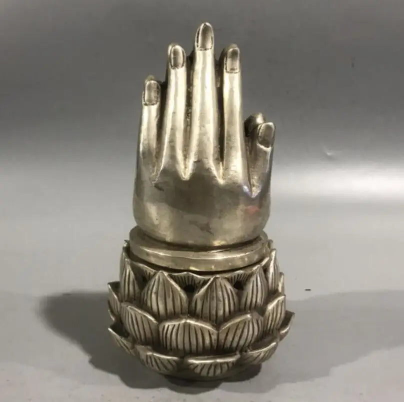 China White copper Buddha hand Incense burner crafts statue