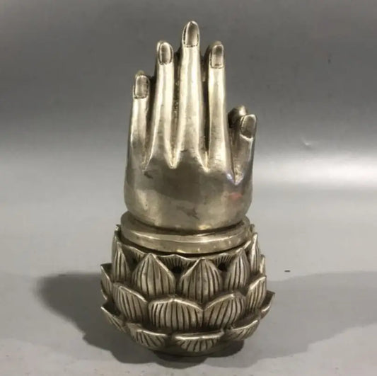 China White copper Buddha hand Incense burner crafts statue