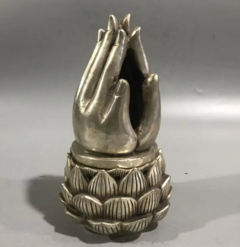 China White copper Buddha hand Incense burner crafts statue