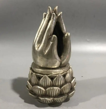 China White copper Buddha hand Incense burner crafts statue
