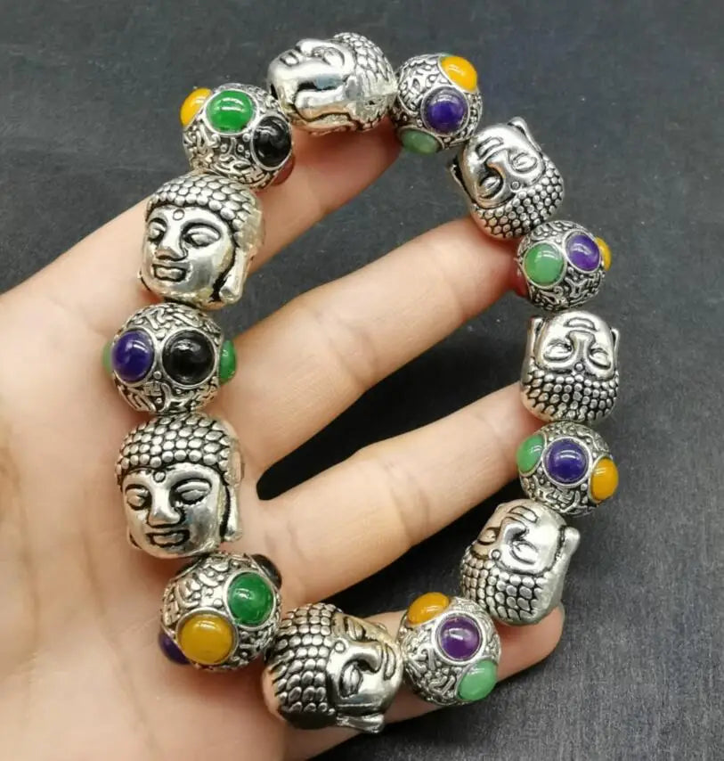 China White copper Buddha head Bracelet