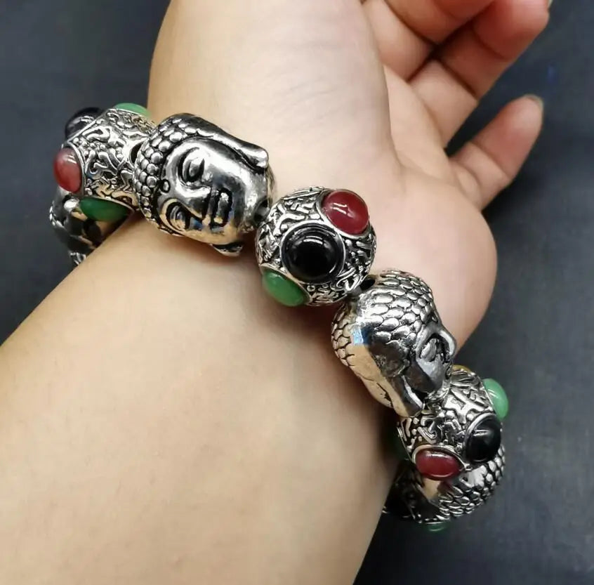 China White copper Buddha head Bracelet