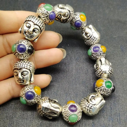 China White copper Buddha head Bracelet