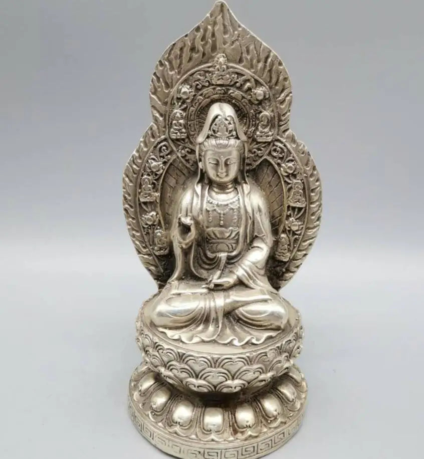 China White copper Buddha's light Goddess of mercy Buddha crafts statue