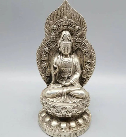 China White copper Buddha's light Goddess of mercy Buddha crafts statue