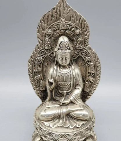 China White copper Buddha's light Goddess of mercy Buddha crafts statue