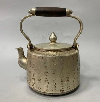 China White copper Buddha word teapot crafts statue