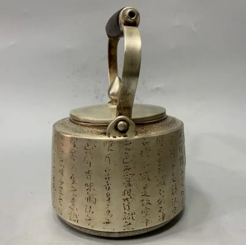 China White copper Buddha word teapot crafts statue