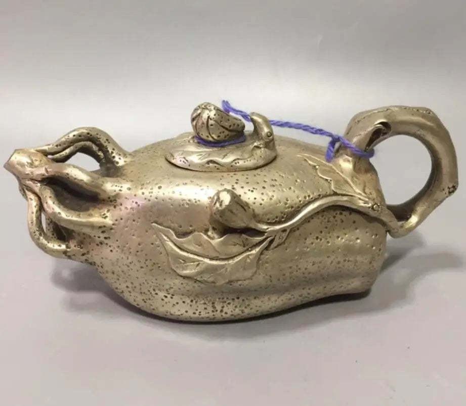 China White copper Chayote shape  teapot crafts statue