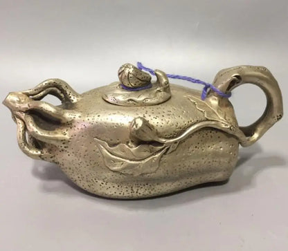 China White copper Chayote shape  teapot crafts statue