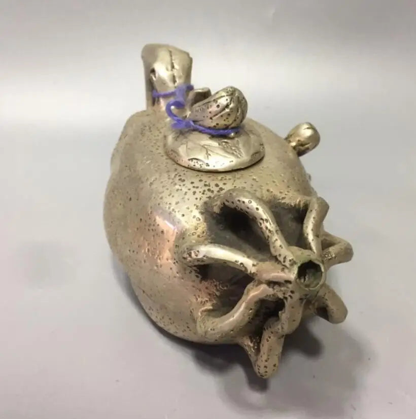 China White copper Chayote shape  teapot crafts statue