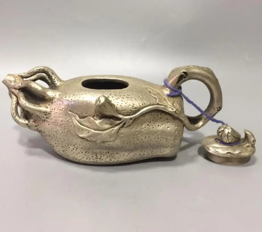 China White copper Chayote shape  teapot crafts statue