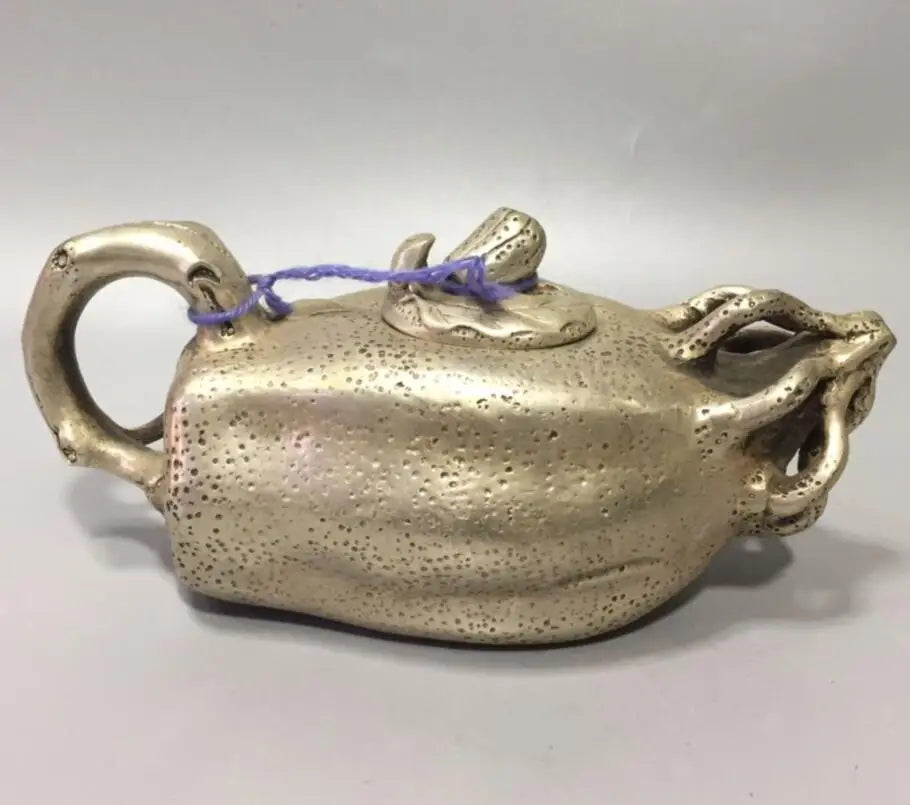 China White copper Chayote shape  teapot crafts statue