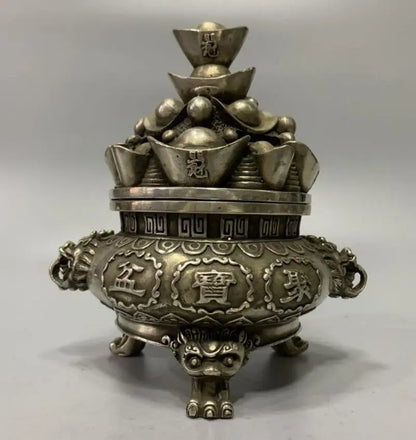 China White copper Cornucopia Smoked incense burner crafts statue