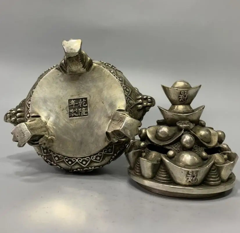 China White copper Cornucopia Smoked incense burner crafts statue