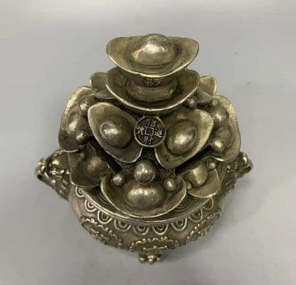 China White copper Cornucopia Smoked incense burner crafts statue