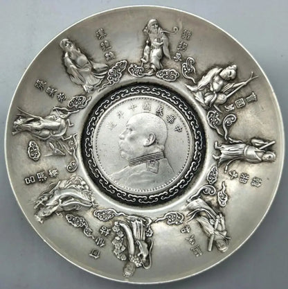 China White copper Eight Immortals small Dish crafts statue