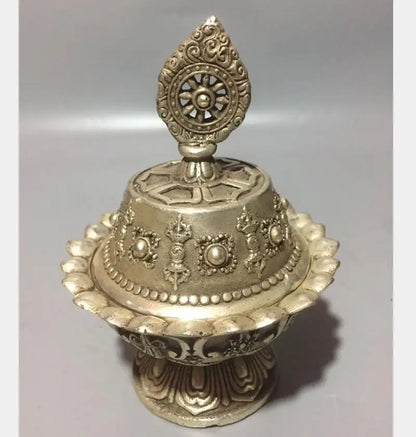 China White copper Exorcism gossip furnace crafts statue