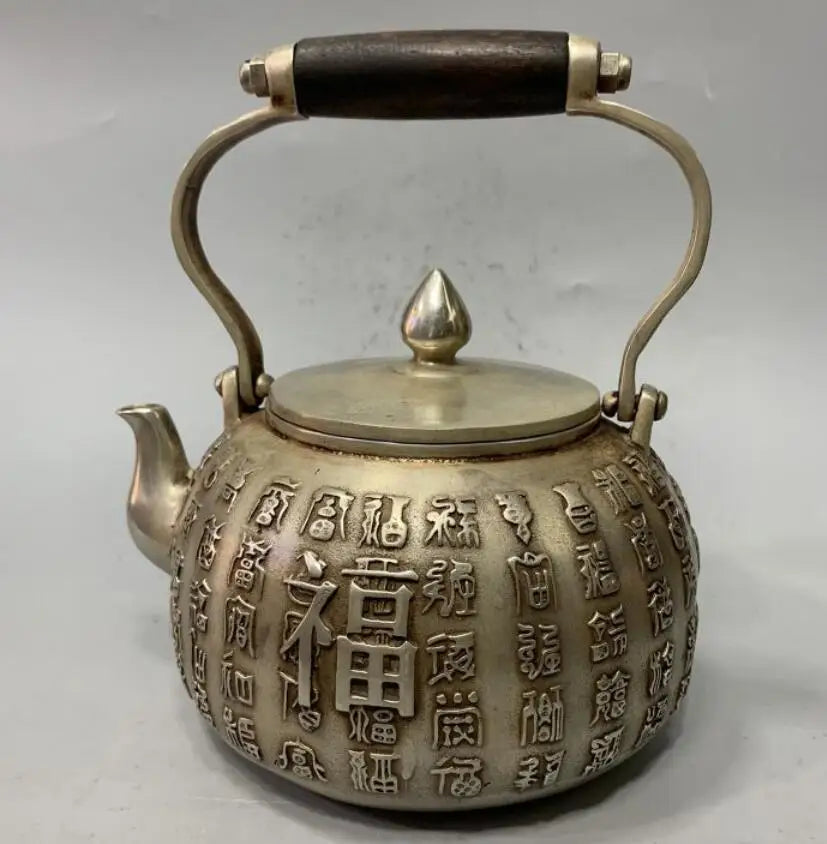 China White copper Fortune word teapot crafts statue