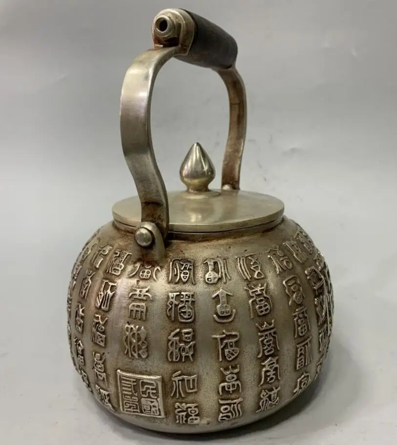 China White copper Fortune word teapot crafts statue