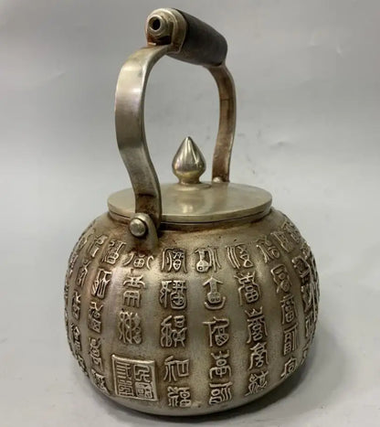 China White copper Fortune word teapot crafts statue