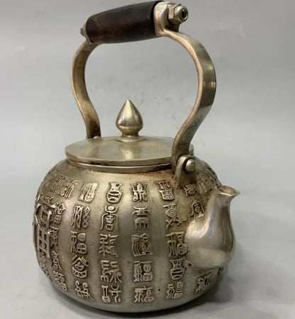 China White copper Fortune word teapot crafts statue
