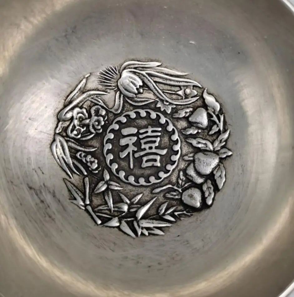China White copper Fu Lu Shou Xi bowl crafts statue A set
