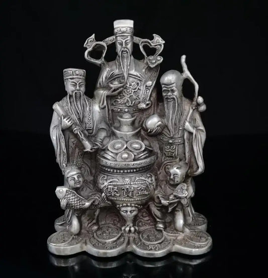 China White copper Fu lu shou God crafts statue