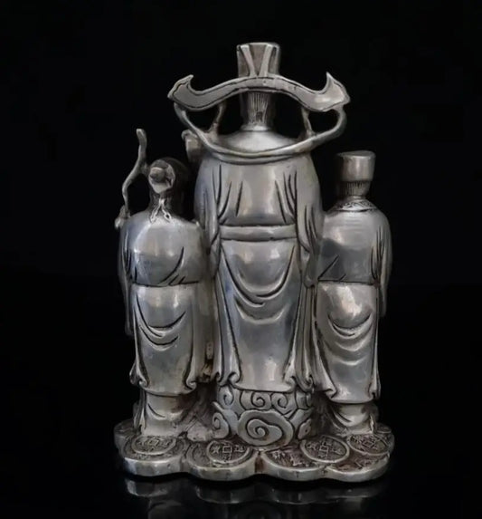 China White copper Fu lu shou God crafts statue
