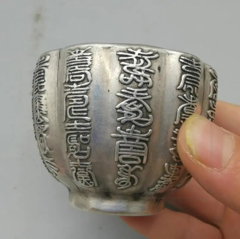 China White copper Fu lu shou cup crafts statue