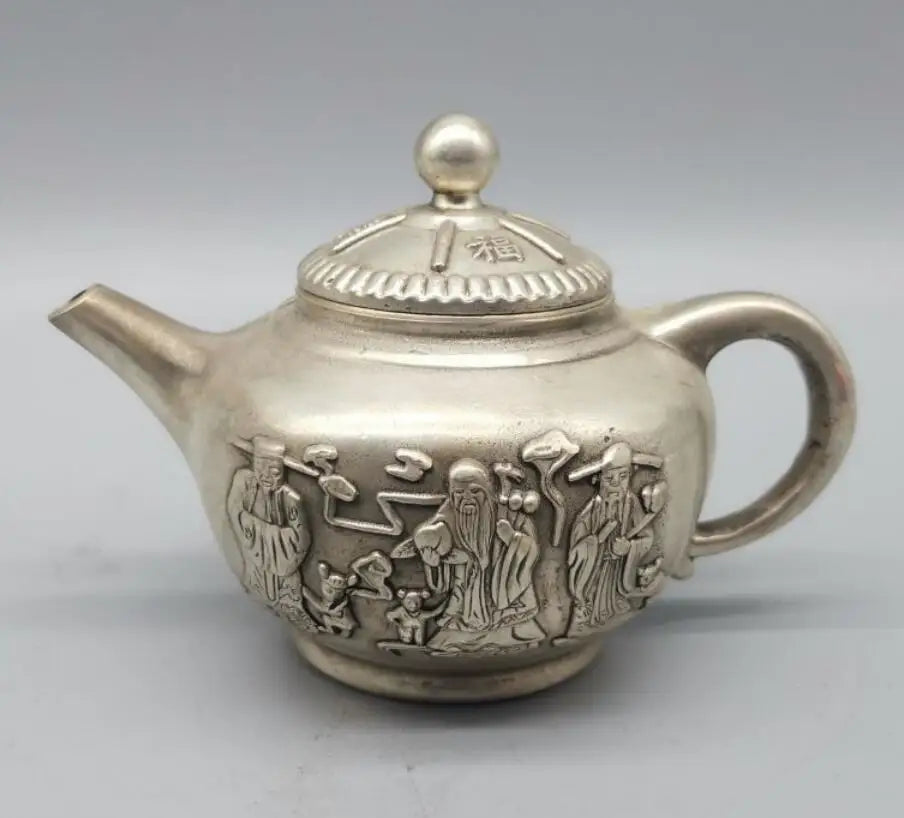 China White copper Fu lu shou teapot crafts statue