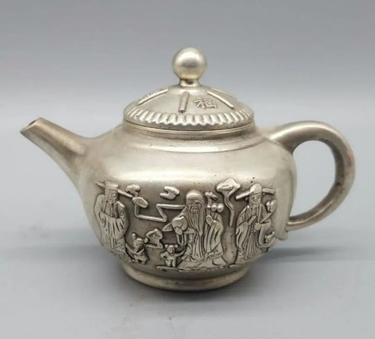 China White copper Fu lu shou teapot crafts statue