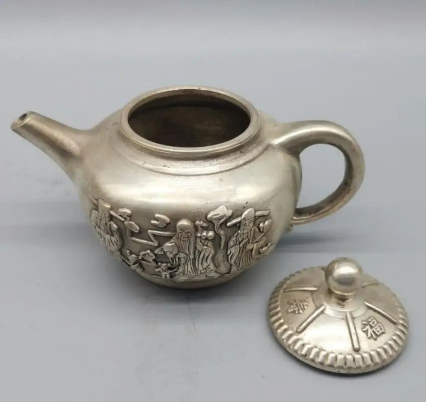 China White copper Fu lu shou teapot crafts statue