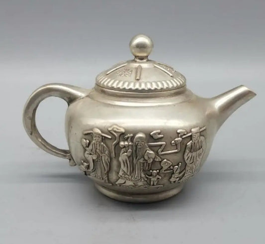 China White copper Fu lu shou teapot crafts statue