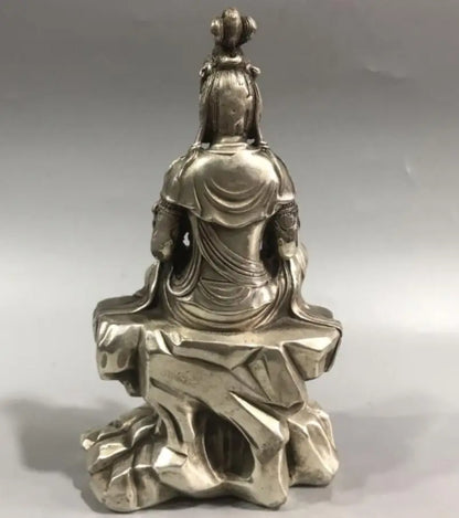China White copper Goddess of mercy Buddha crafts statue