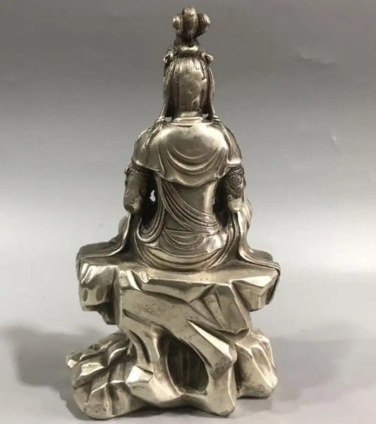 China White copper Goddess of mercy Buddha crafts statue