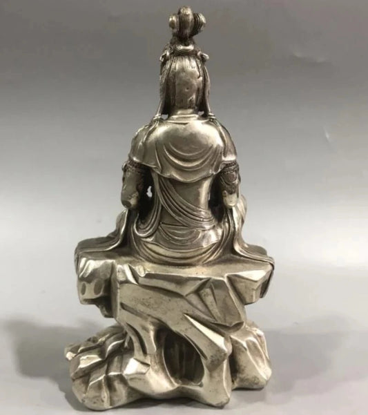 China White copper Goddess of mercy Buddha crafts statue