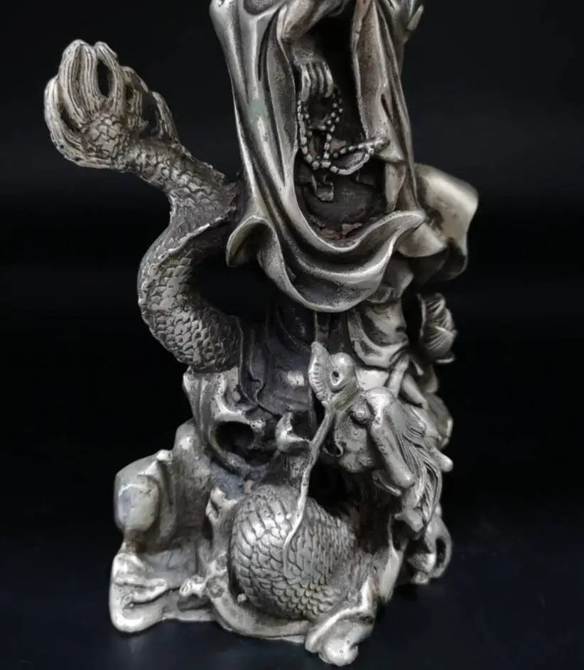 China White copper Goddess of mercy Buddha crafts statue