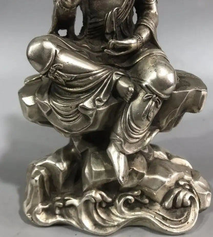 China White copper Goddess of mercy Buddha crafts statue